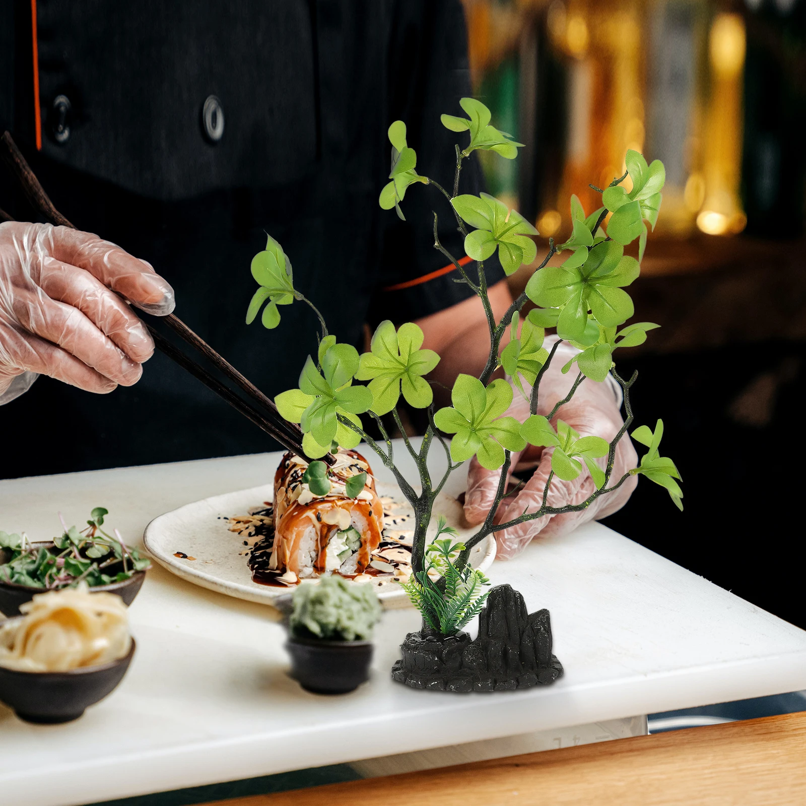 

Dish Decorative Flowers and Grass Artificial Japanese Style Sushi Plate Ornaments Decorations