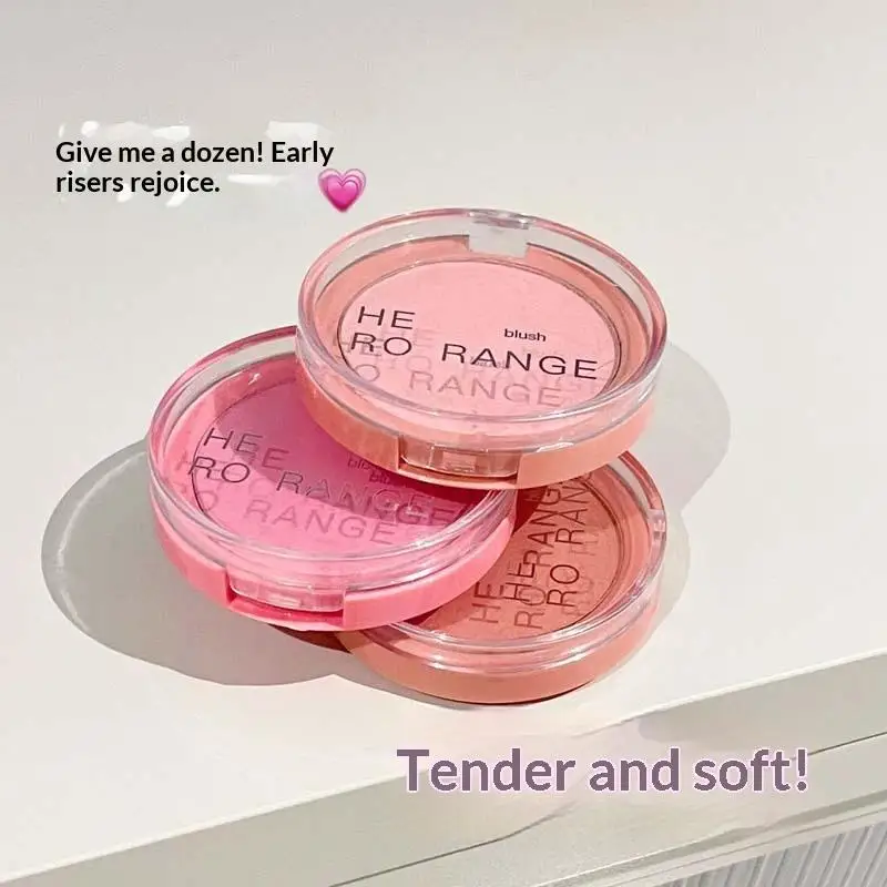 HERORANGE Palette di fard monocromatico per il viso Fard opaco in polvere pressata impermeabile a lunga durata per il contorno delle guance Cosmetici da viaggio