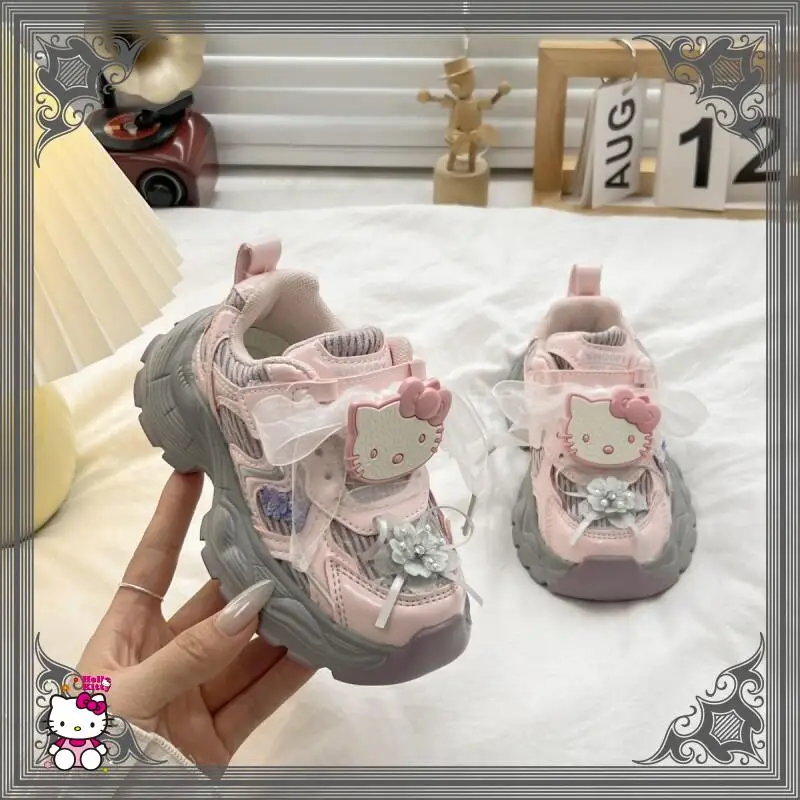 

Популярные детские кроссовки Sanrio Hello Kitty Kawaii Anime, повседневная студенческая нескользящая водонепроницаемая, износостойкая удобная осенняя обувь для папы