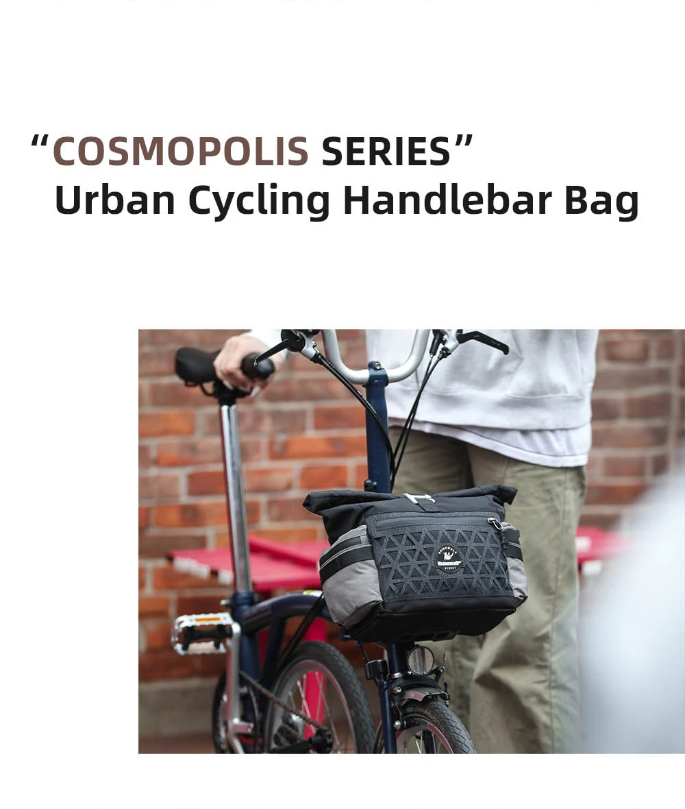 Rhinowalk Bicycle Handlebar Bag 6.5L Quick Release Bike Front Bag Comes With Rain Cover For Brompton Folding Bike Urban Cycling
