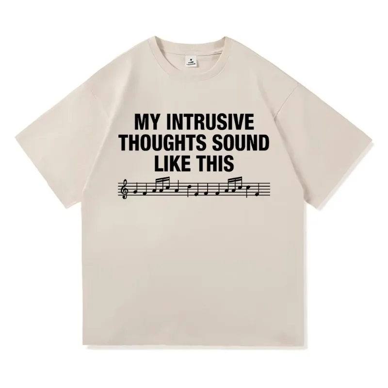 Letter Print My Intrusive Thoughts Sound Like This T Shirt Fashion Women High Quality ROSALÍA Lux Berghain Cotton Tees Shirts