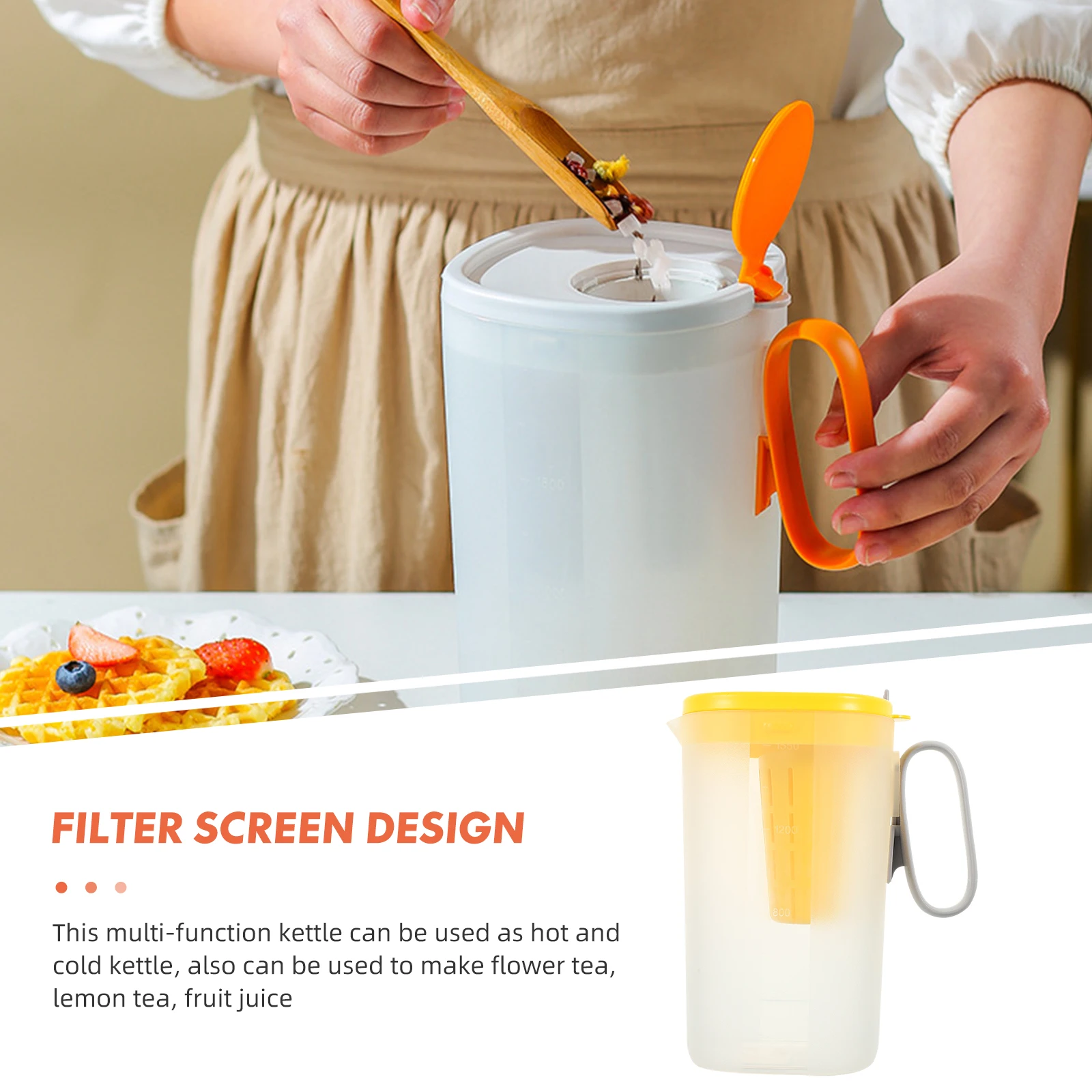 

Cold Water Pitcher Kitchen Kettle Large Capacity Plastic Container Beverage Lid PP Safe Family Guests Gifts Tea Cup