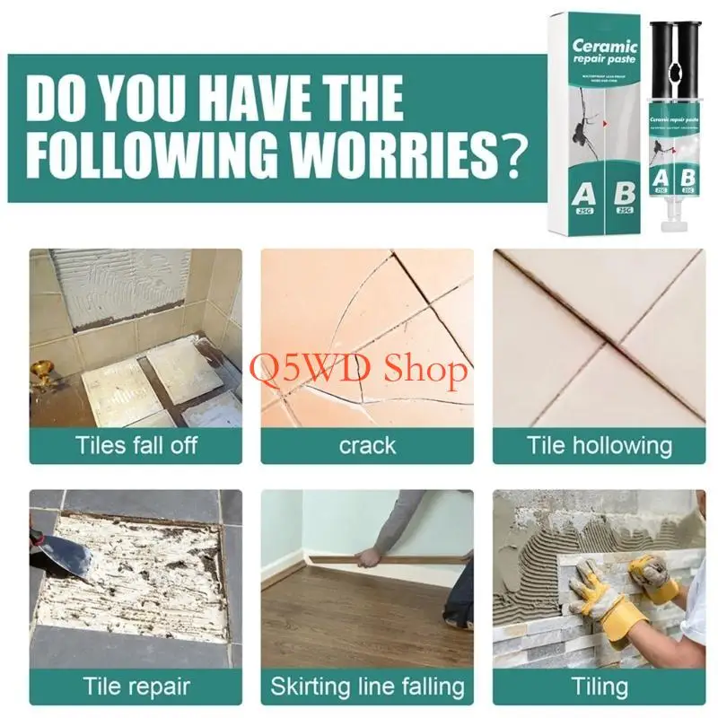 Q5WD Household Tile Mending Agent Set Tile Filling Paste with Scraper&Stirring Tool
