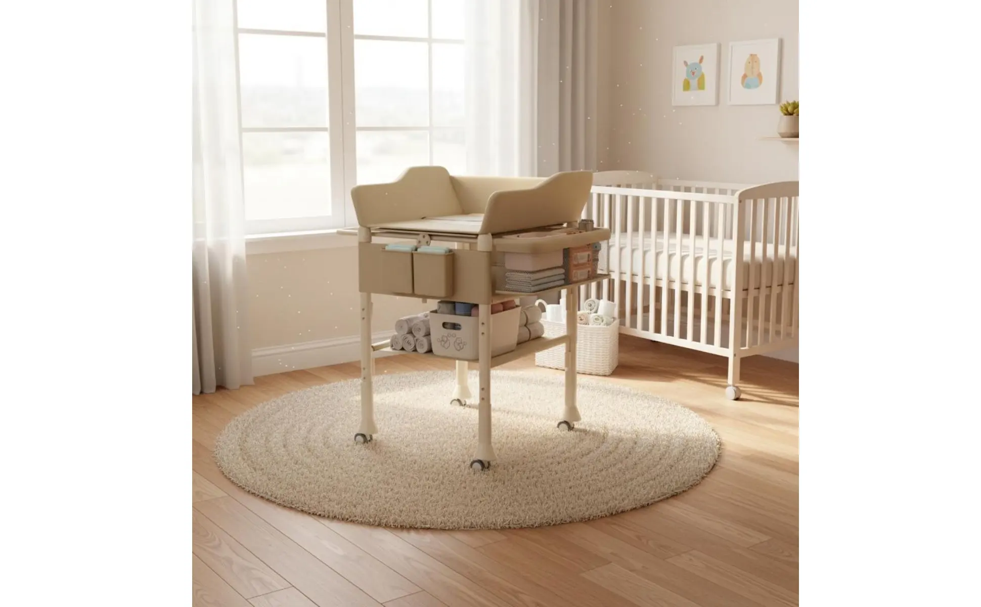 Baby Bath Changing Table Combo 2 in 1 Height Adjustable Baby Care Table Rolling Changing Station Easy to Fold Nursery Furniture Baby Bath Changing Table Combo 2 in 1 Height Adjustable Baby Care Table Rolling Changing Station Easy to Fold Nursery Furniture