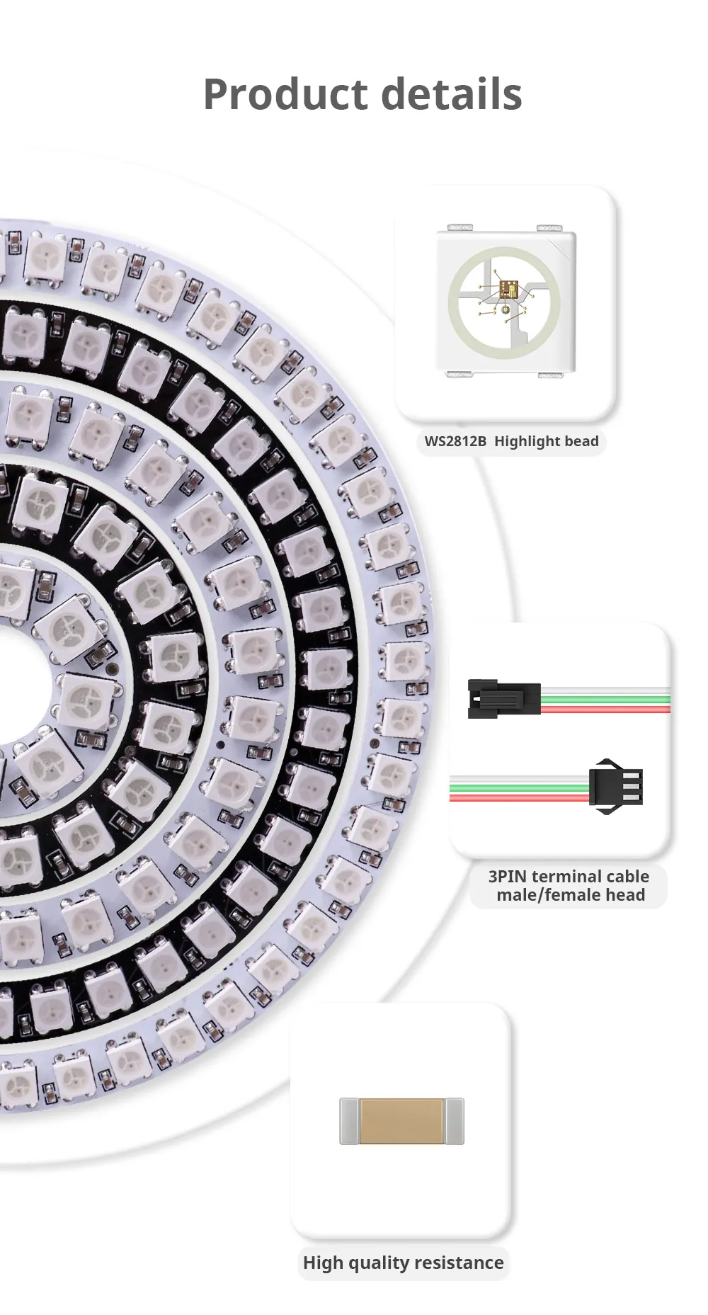 Led Ring WS2812B RGB SMD5050 Pixel Address Individually 8/16/24/35/45 Modules WS2812 IC Full Color Circle Led Light Room DC5V