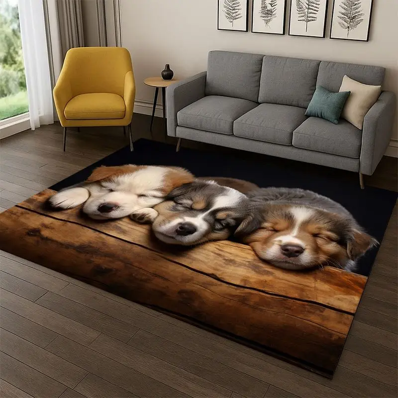 Niedlicher Hunde-Welpen-Cartoon-Teppich für Schlafzimmer, Wohnzimmer, Sofa, Spielzimmer, Fußmatte, Heimdekoration, Kinderspielbereich-Teppich, rutschfest, Geschenk