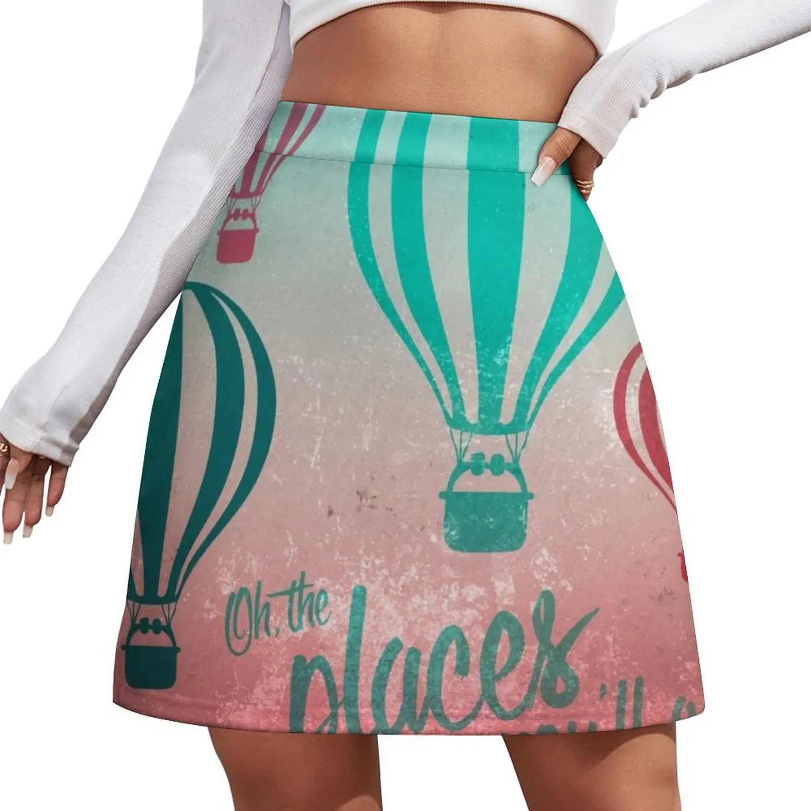 

Oh, the Places You'll Go - Coral & Teal Mini Skirt mini skirts summer outfits for women 2026 Short women′s skirts korean style