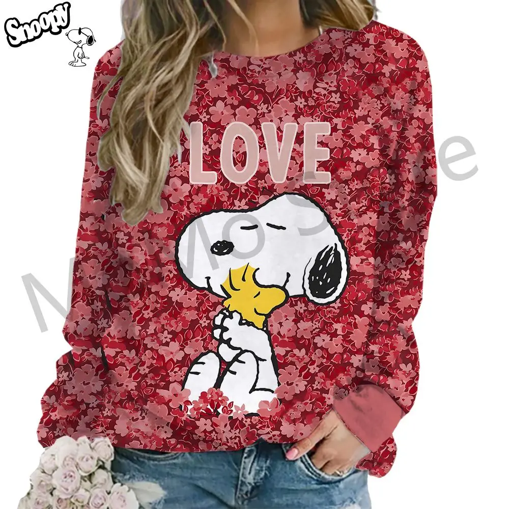 O Neck Women\'s Long Sleeve Sweatshirts Snoopy Autumn Fashion Y2k S-3XL Lovely New Kawaii Clothes Party Leisure Pullovers 2024