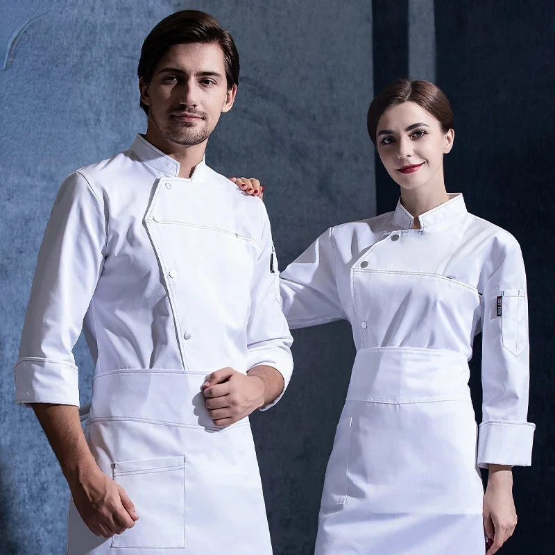 Ropa de trabajo de Chef para hombre, ropa de trabajo de cocina de manga larga, productos horneados, pasteles, catering, hoteles, estilos de otoño e invierno