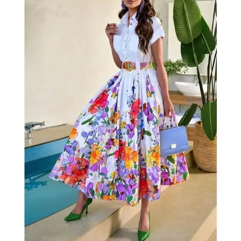 تنورة نسائية صيفية للتنقل Dr F بخصر عالٍ على شكل حرف a قماش كتان فائق النعومة Ins Sle No-Sve Ultra ort Dr #2