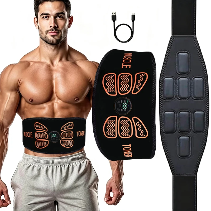 Muscle Toner Smart Abdominal Toning Belt Muscle Stimulator Ab Trainer USB Charge Body Massager Fitness Belts Workout Equipment