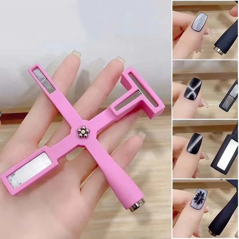 5-in-1 Strong Magnet Cross Cat Eye Magnetic Stick Multi-Function Gel Polish Magnetic Effect Cross Cat Eye Magnet Pink