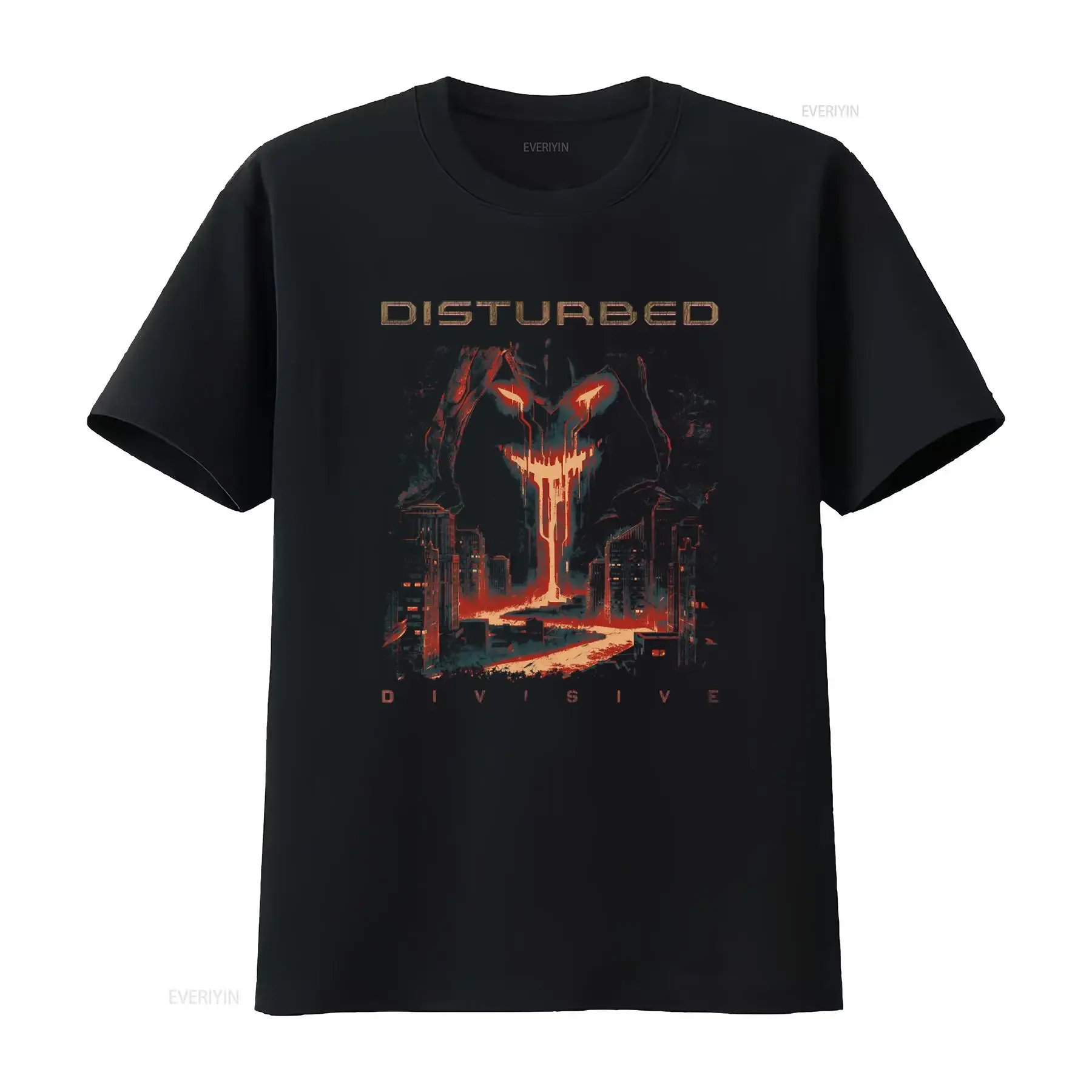 Disturbed Divisive Vintage Cotton Black T Shirt S 3Xl For Fans Print vintage Washed Soft designer clothes streetwear Breathable