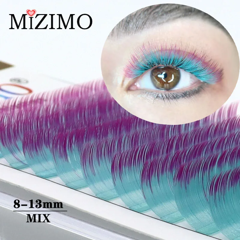 Color Single Grafted False Eyelashes Mixed Length Mixed Gradient Color Natural Softness Extension 0.07/0.1 C/D 8-13mm