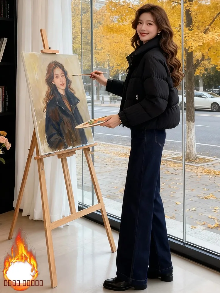 

Корейское зимнее женское пальто из хлопка с подкладкой, воротником-стойкой, повседневная верхняя одежда