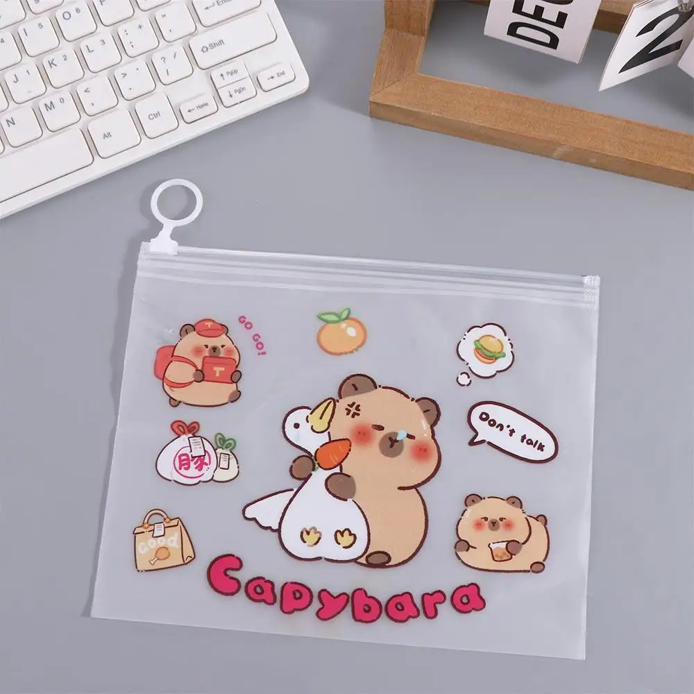 

Large-capacity Capybara Transparent File Bag Waterproof Zippered Test Paper Storage Bag Light and Portable File Organizer