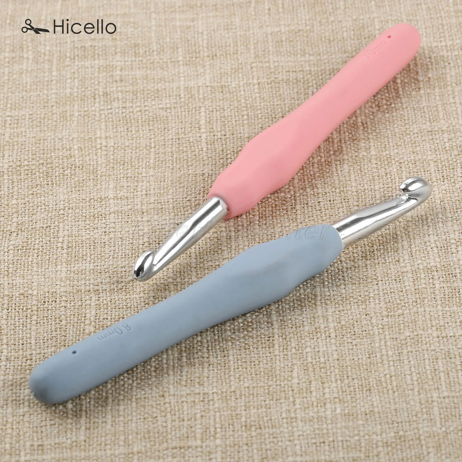 1pc Crochet Hook 7mm/8mm Aluminum Alloy Knitting Needles Tool Thick Head Light Color Blue Pink Soft Handle Craft DIY Hicello