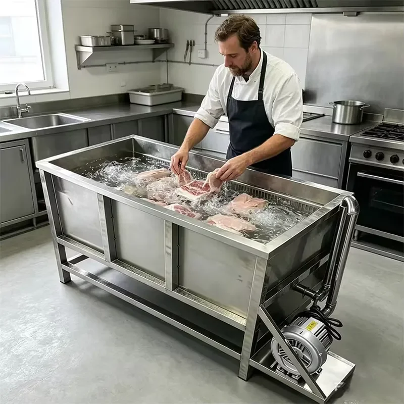 High Efficiency Bubble Circulation Thaw Tank Stainless Steel Frozen Meat Seafood Defrost Equipment
