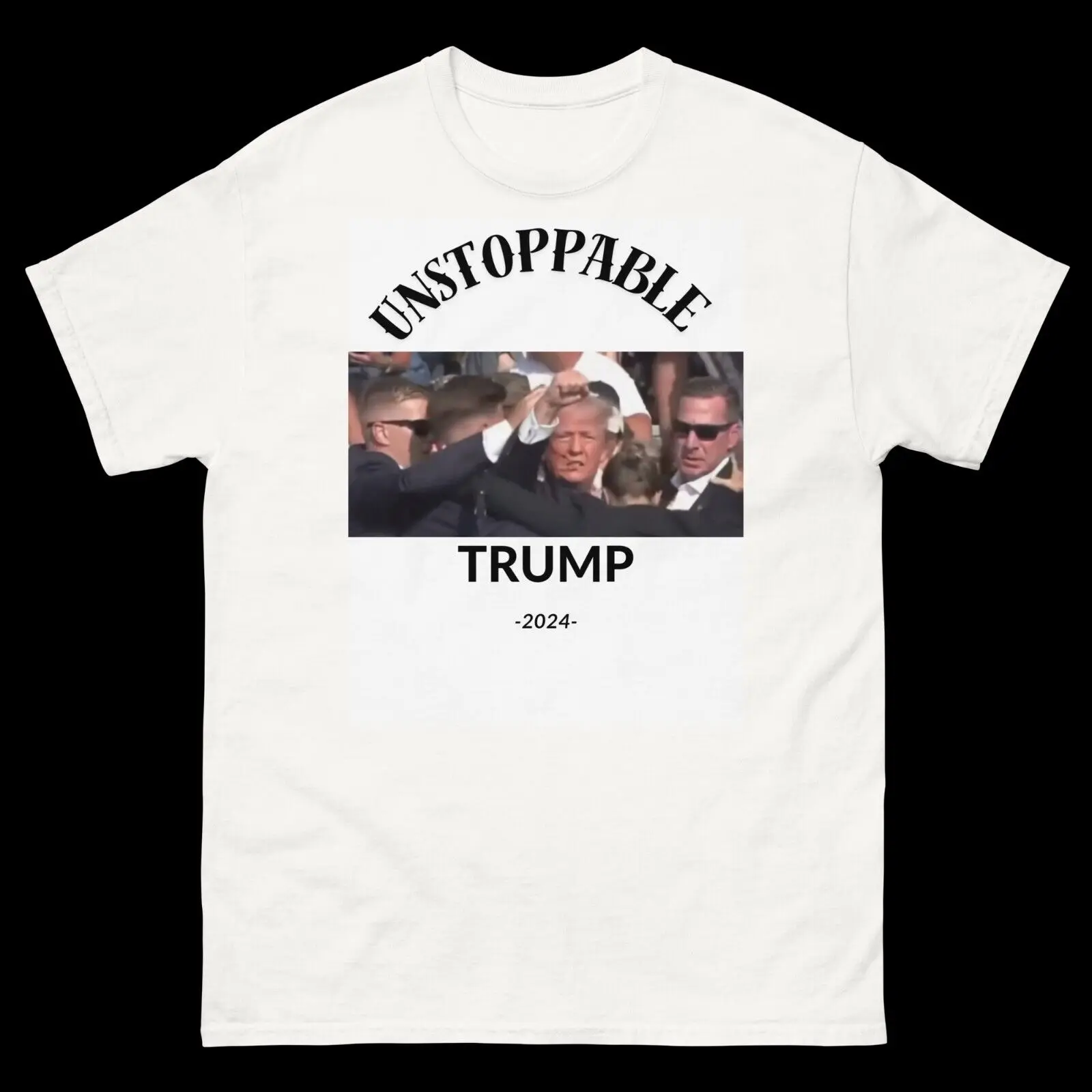 Trump Shot Unstoppable White Shirt Unisex Large