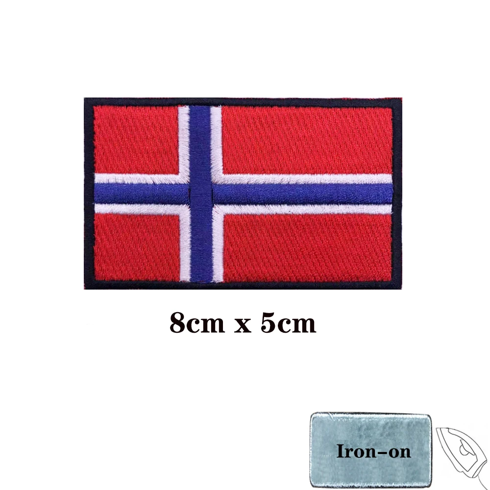 Norwegian flag Norway Patches Armband Embroidered Patch Hook & Loop Iron On Embroidery  Badge Military Stripe