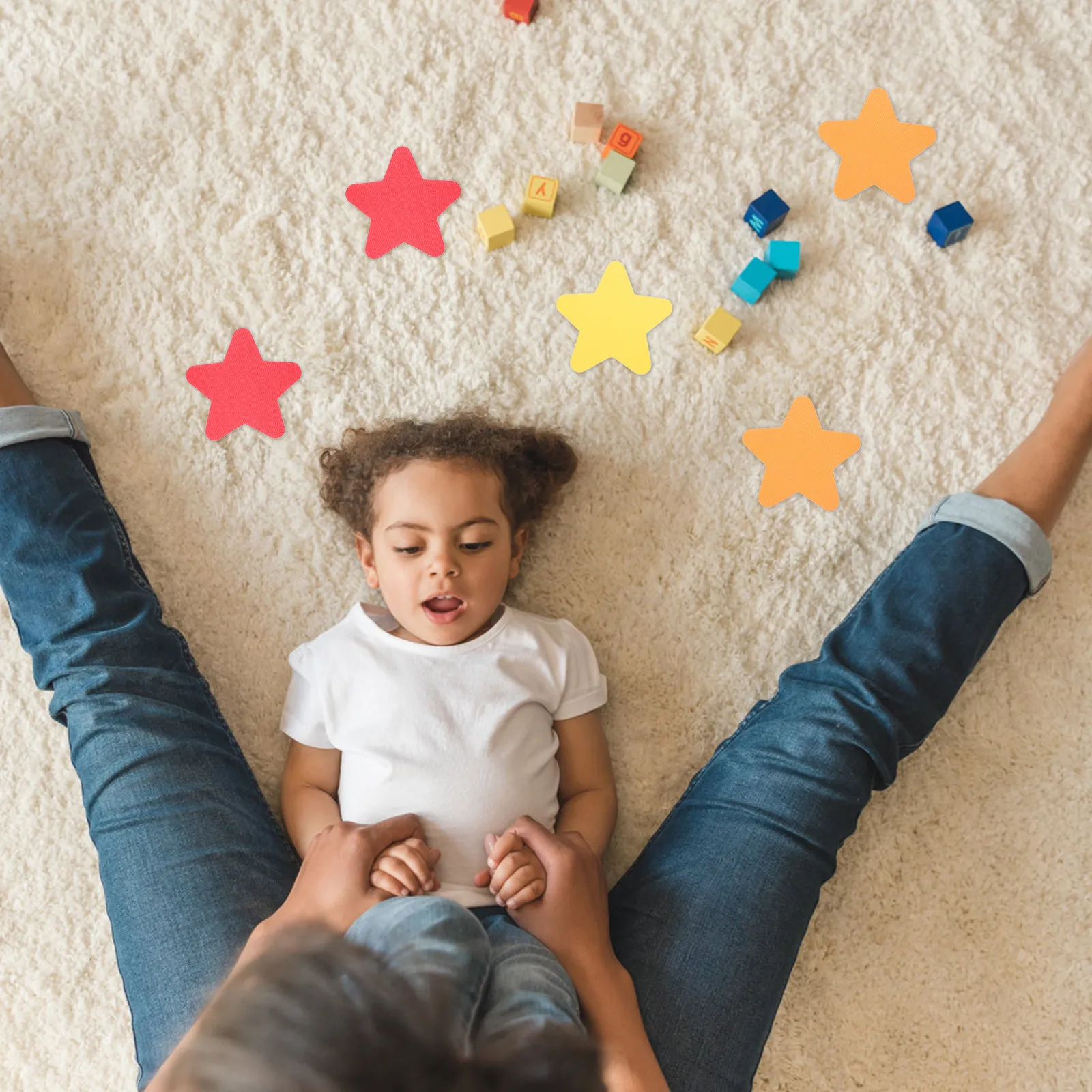 

50Pcs Star Shape Carpet Markers Bright Color Rug Stickers Classroom Floor Spots Educational Puzzle Agility Dot School