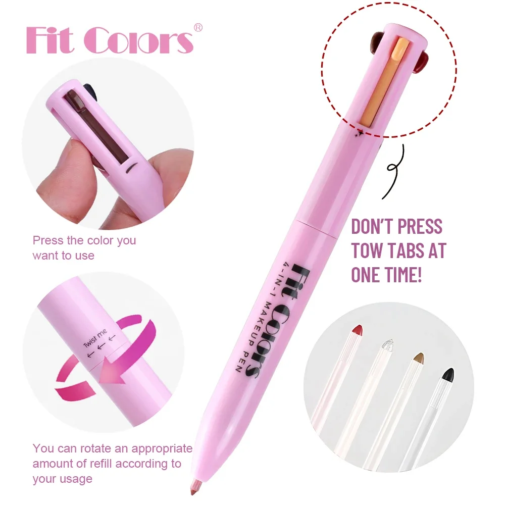 4-in-1 Multi-Functional Lip Liner Eyeliner Eyebrow Highlighter ดินสอกันน้ําโกหก Silkworm Stick ยาวนานขี้เกียจแต่งหน้าปากกา