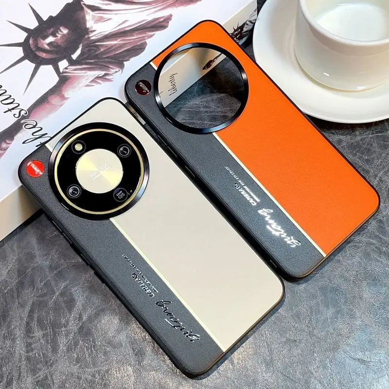 

For Honor Magic8 Lite Pro X9D X70 Case Luxury Colorblock Leather Fluorescent Line Cover Camera Style Shockproof Bumper Funda