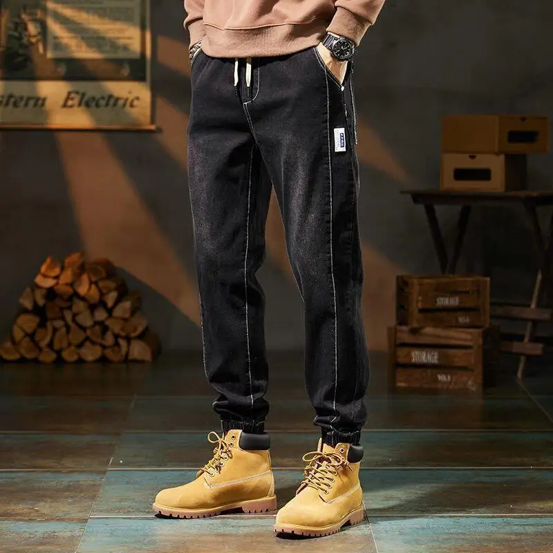 

Мужская одежда Мужские джинсы Молодежные брюки Модная одежда Мужская эластичная одежда Брюки Весна Осень Свободные подростковые джинсы для отдыха