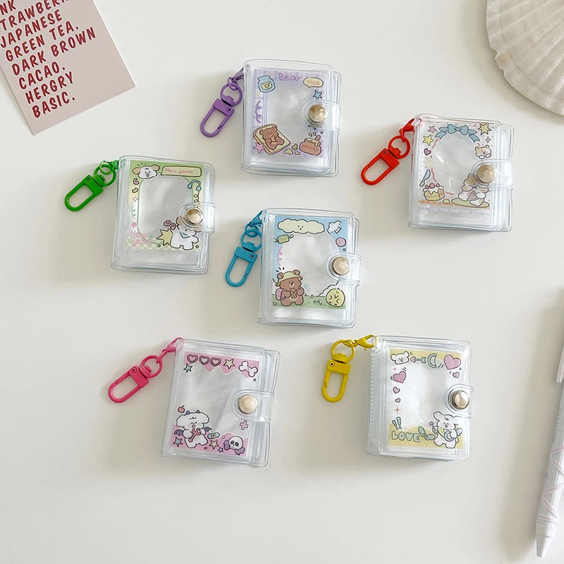 1PC Jewelry Photos Holder Pockets Portable Key Chain 2 Inch Mini Photo Albums For Photos Cards Small Album Book Card Holder