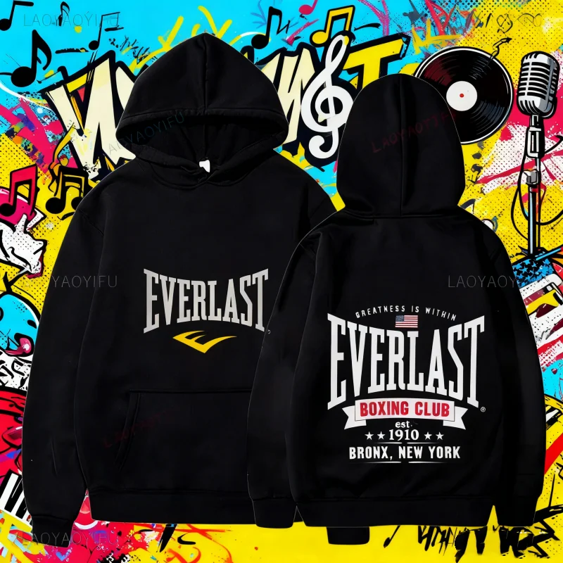 2025-26 الخريف/الشتاء اتجاهات الشارع الكلاسيكية Harajuku عادية ايفرلاست شعار الخط الرسم 100% القطن مطبوعة هوديي الدفء Y2k