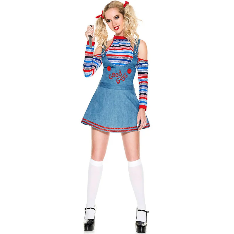 Loween Chuy – Costume de Clown effrayant, tenue de spectacle sur scène, poupée de ruche, Costume de renaissance, faion ethnique pour femmes