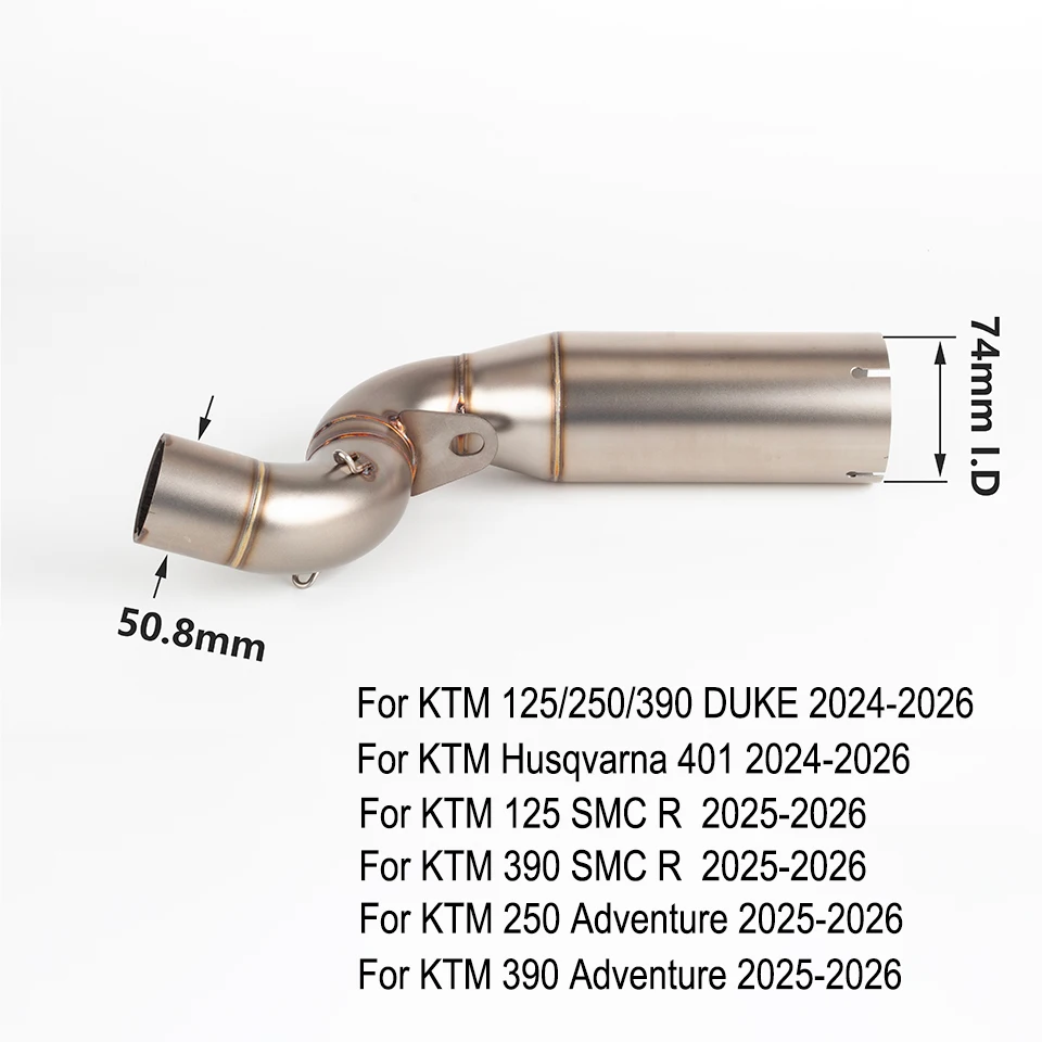 Motorcycle Exhaust Link Pipe Muffler Middle Pipe For KTM 125 250 390 DUKE 250 390 ADV 2024-2026 125 SMC R 390 SMC R Muffler