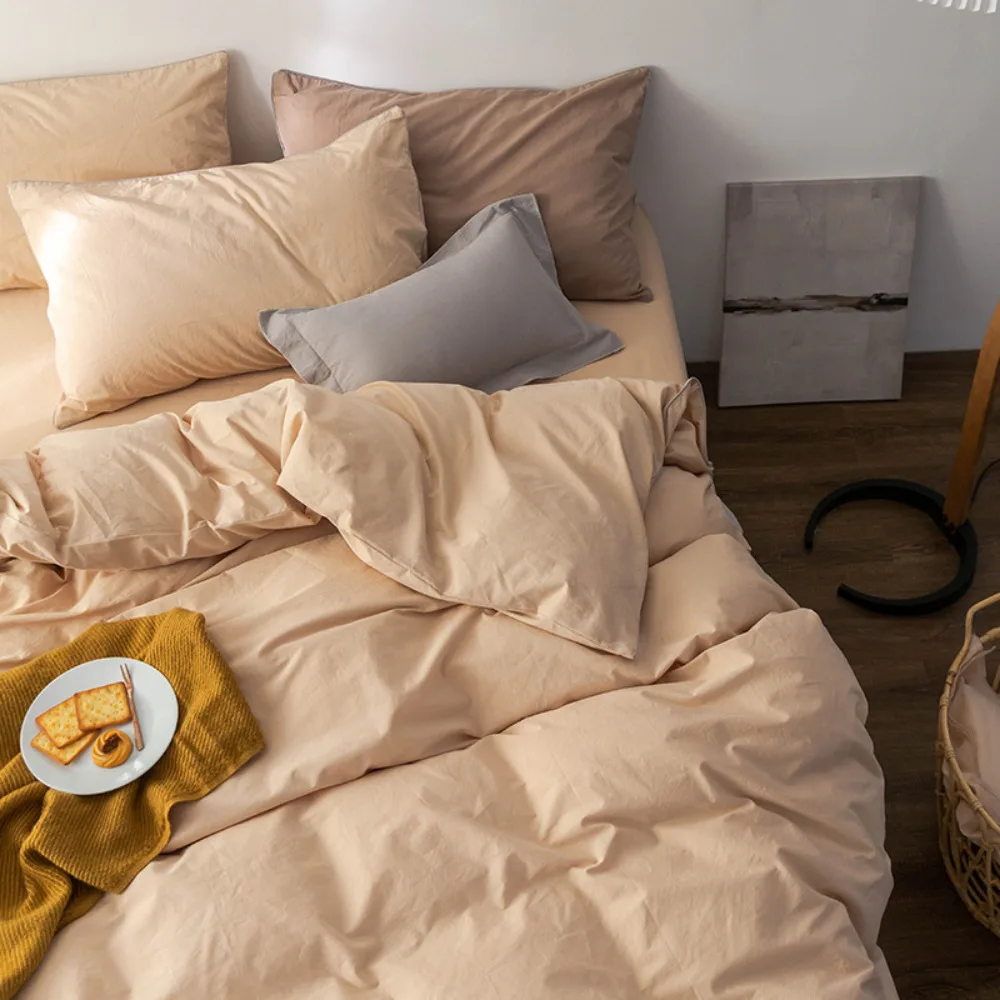Pure Cotton Spring Autumn Bedding Set 4 Piece Duvet Cover Flat Sheet Fitted Sheet Pillowcases