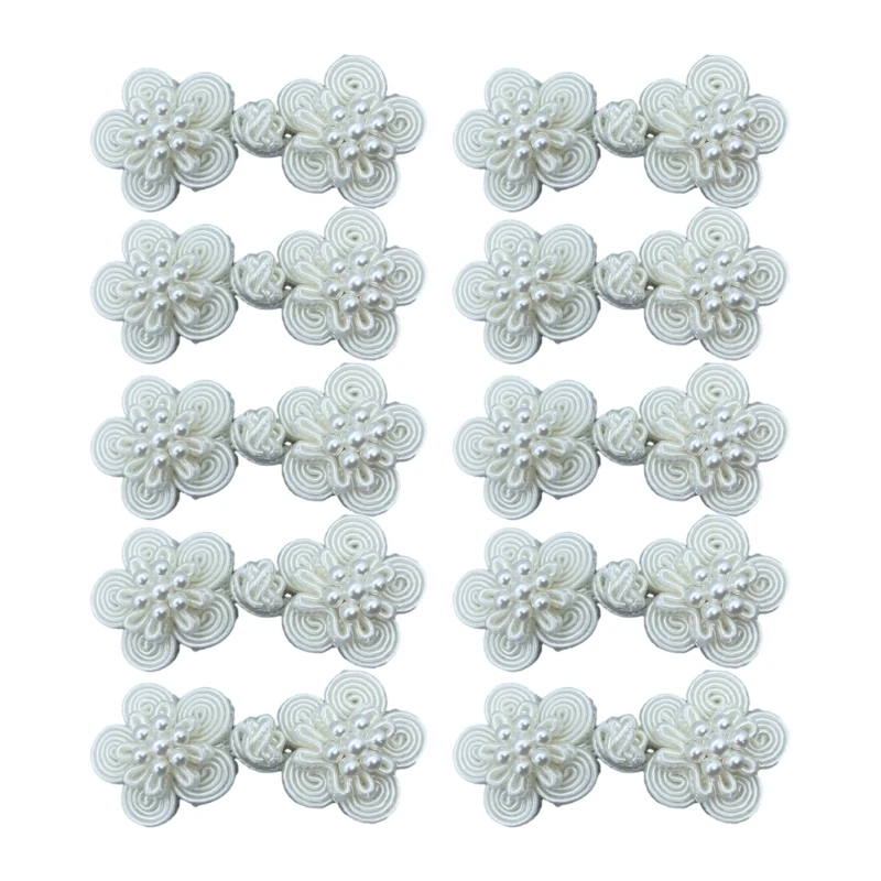 10pair Sewing Pearl Closure Button Chinese Knot Buckle Buttons for TangSuit Dance National Dress Cheongsam Dropship