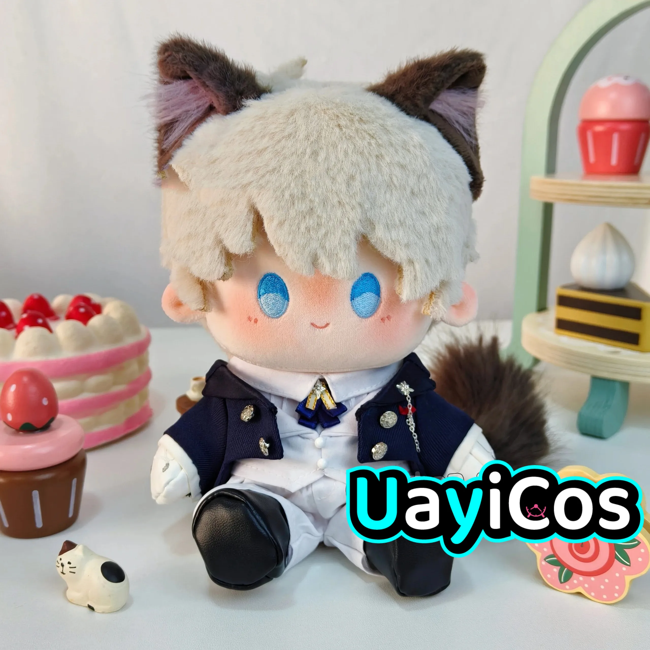 

20cm Doll Clothes Love and Deepspace Xavier Sylus Caleb Rafayel Zayne Ears Tail Coat Tie Gloves Shoes Suit Anime Toy Kids Gifts