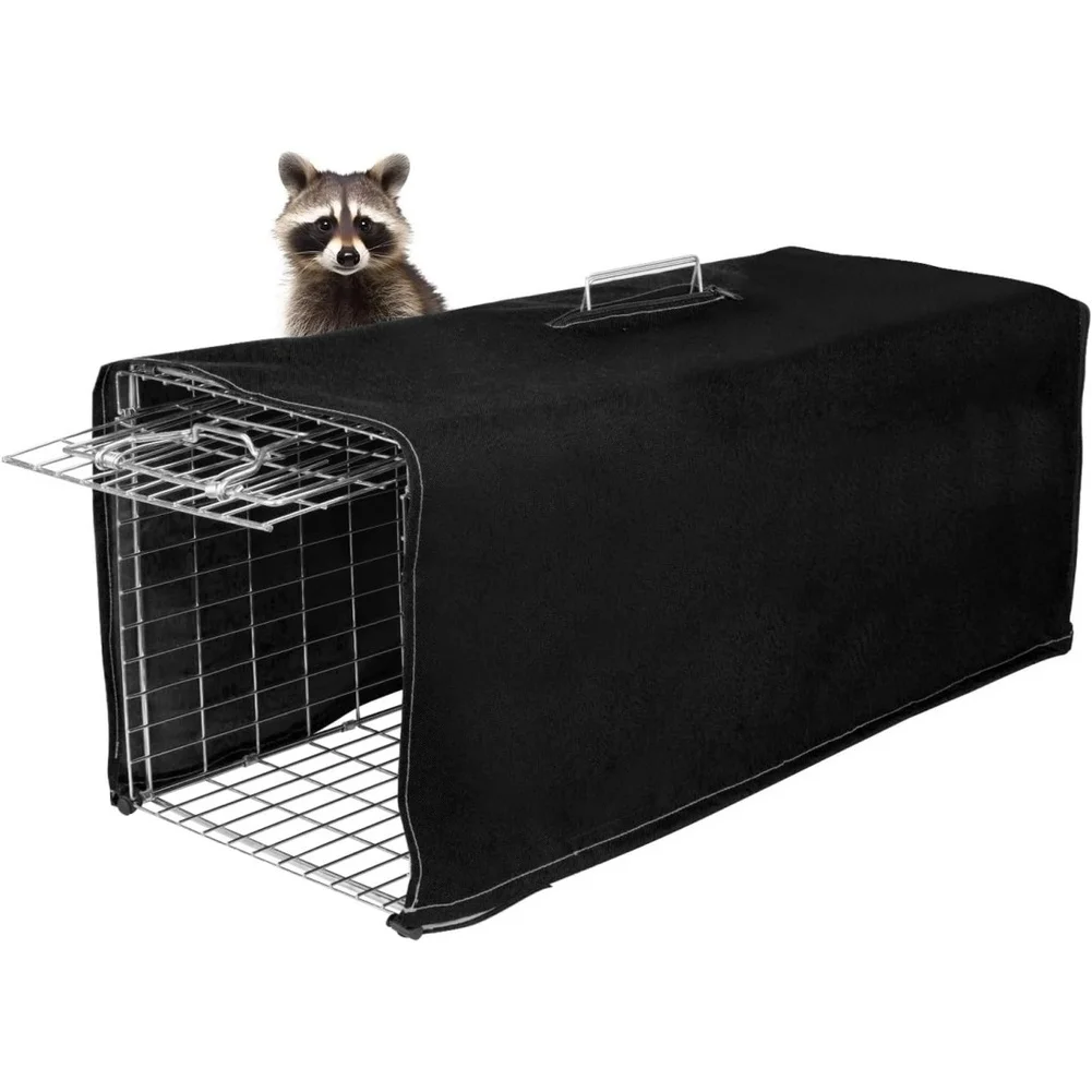 Oxford Fabric Trap Cage Cover for 1 Door Humane Trap - 32x10x12 Inch Black Waterproof Outdoor Animal Trap Cover