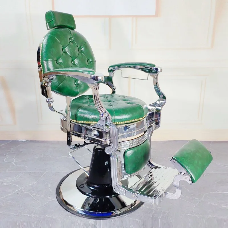 BarBer Men Oil Head Chair Barber Shop Hair Salon Metal Frame Professional Hydraulic Pump Lifting Shaving Face Hairdressing Chair