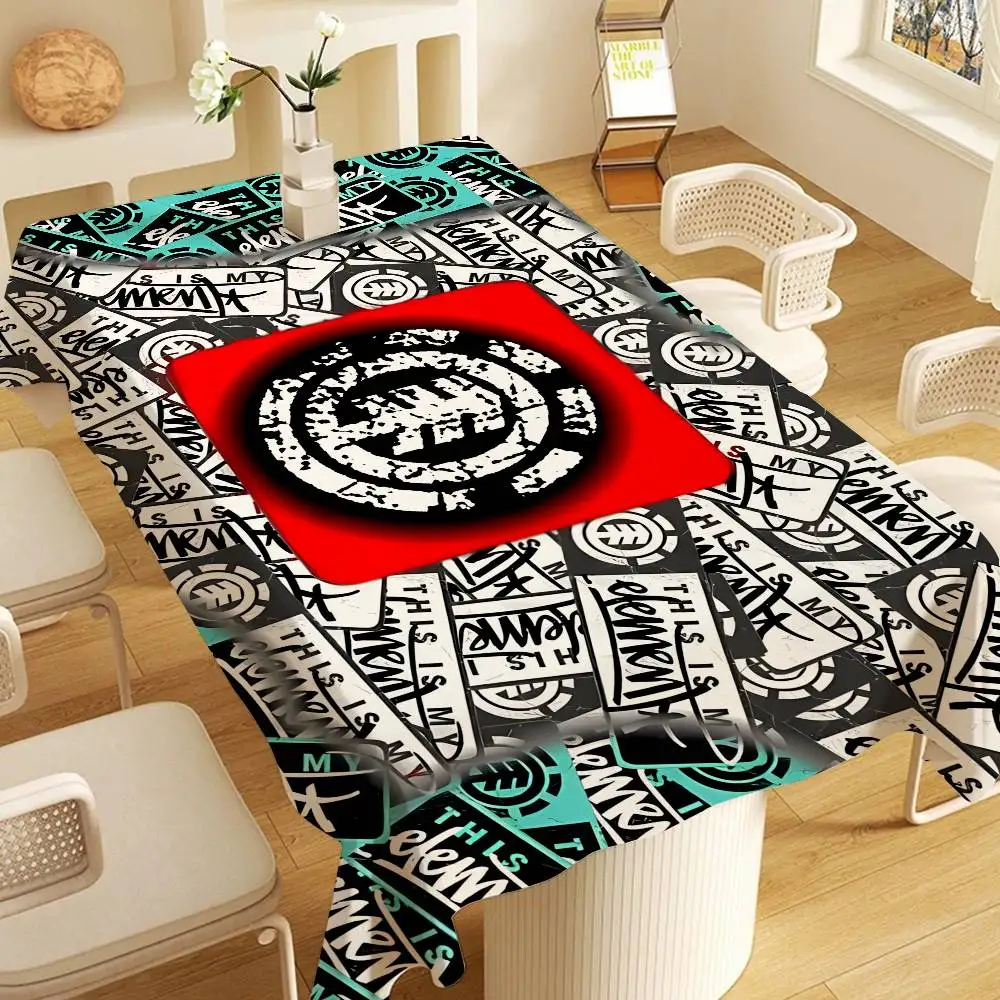 E-Element Skateboard Logo Rectangle Waterproof Tablecloth Party Decor Farmhouse Kitchen Dining Table Cloth Wedding Decorations
