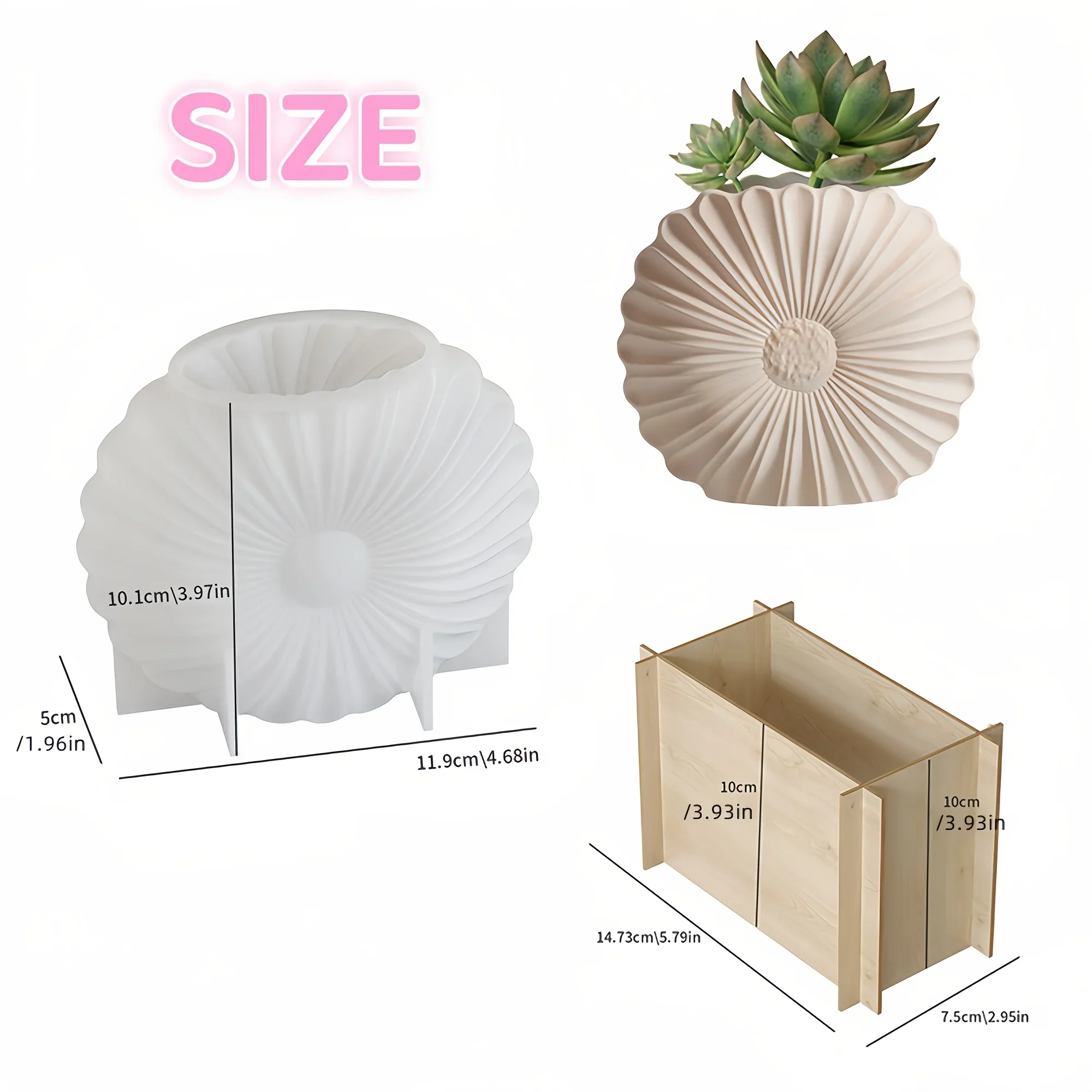 Irregular Half-Circle Silicone Mold with Stand for Sunflower Plant Pots | DIY Craft Mold for Plaster, Concrete and Resin - view 3