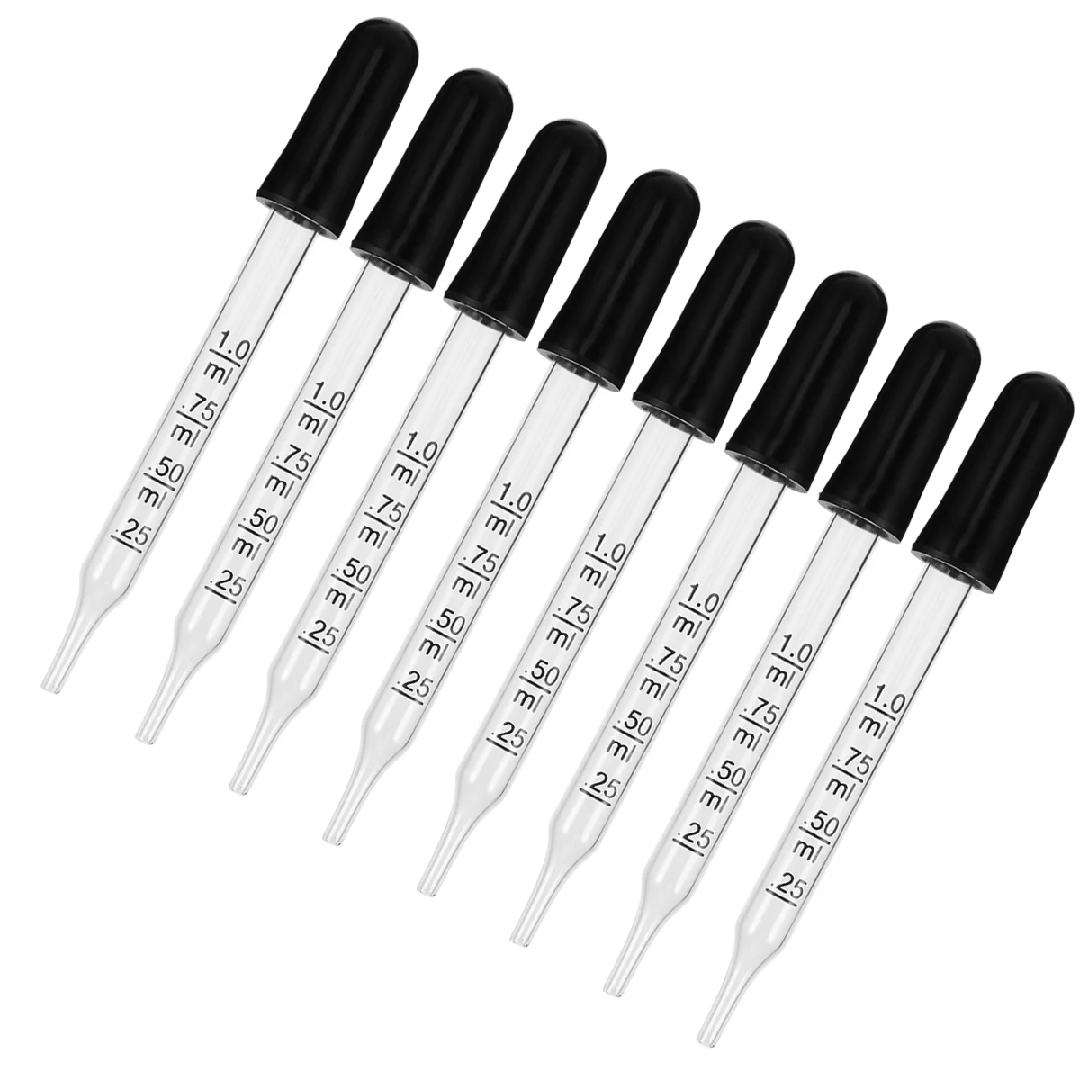 Conjunto Conta-gotas de vidro com escala, pipetas de transferência graduadas, pipeta reta com tampa, casa de laboratório escolar, 1ml, 20pcs