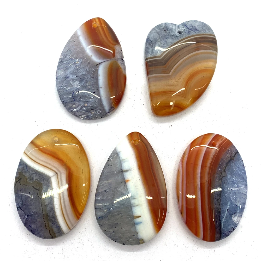

Agate Quartz Natural Stone Pendants Geometric Water Drop Charms Striped Agate Necklace Pendant Fashion Jewelry DIY Accessories