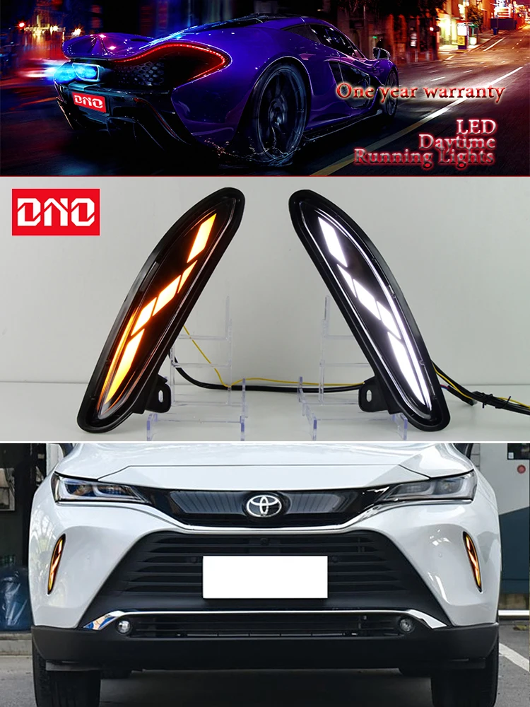 

Автомобильные светодиодные фары 12В для Toyota Harrier Venza 2020-2022: желтые указатели поворота, синие ходовые огни