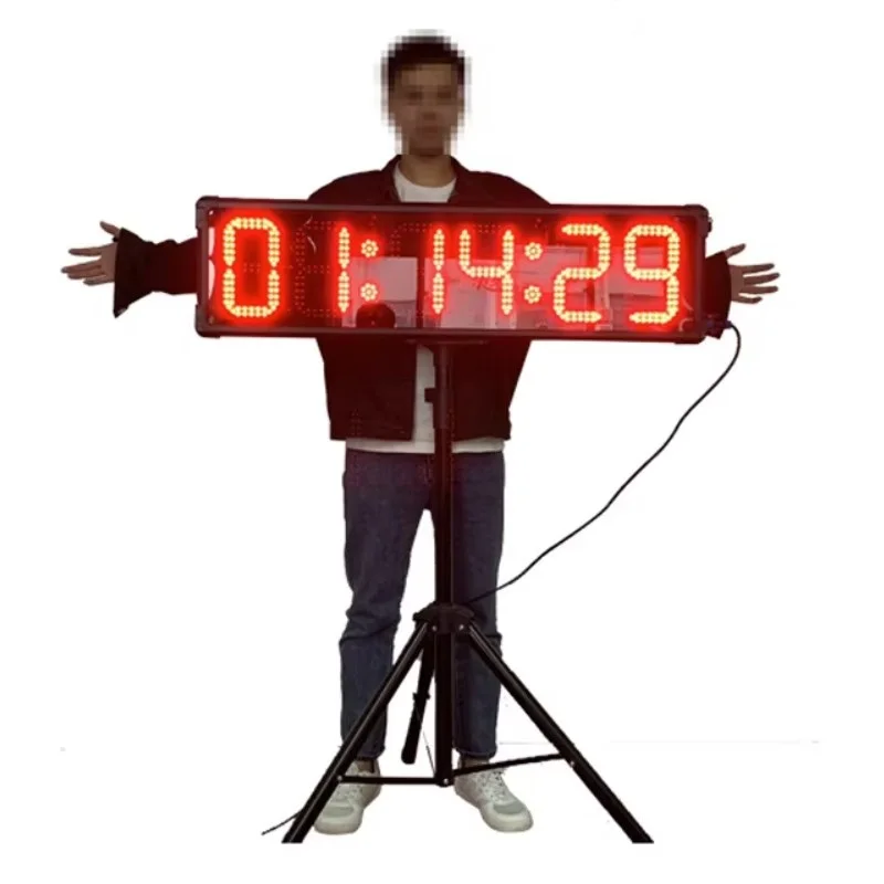 

8 Inch 6 Digit Single Side Led Big Clock Outdoor Sports Waterproof Digital Countdown Running Marathon Timer With Tripod Stand