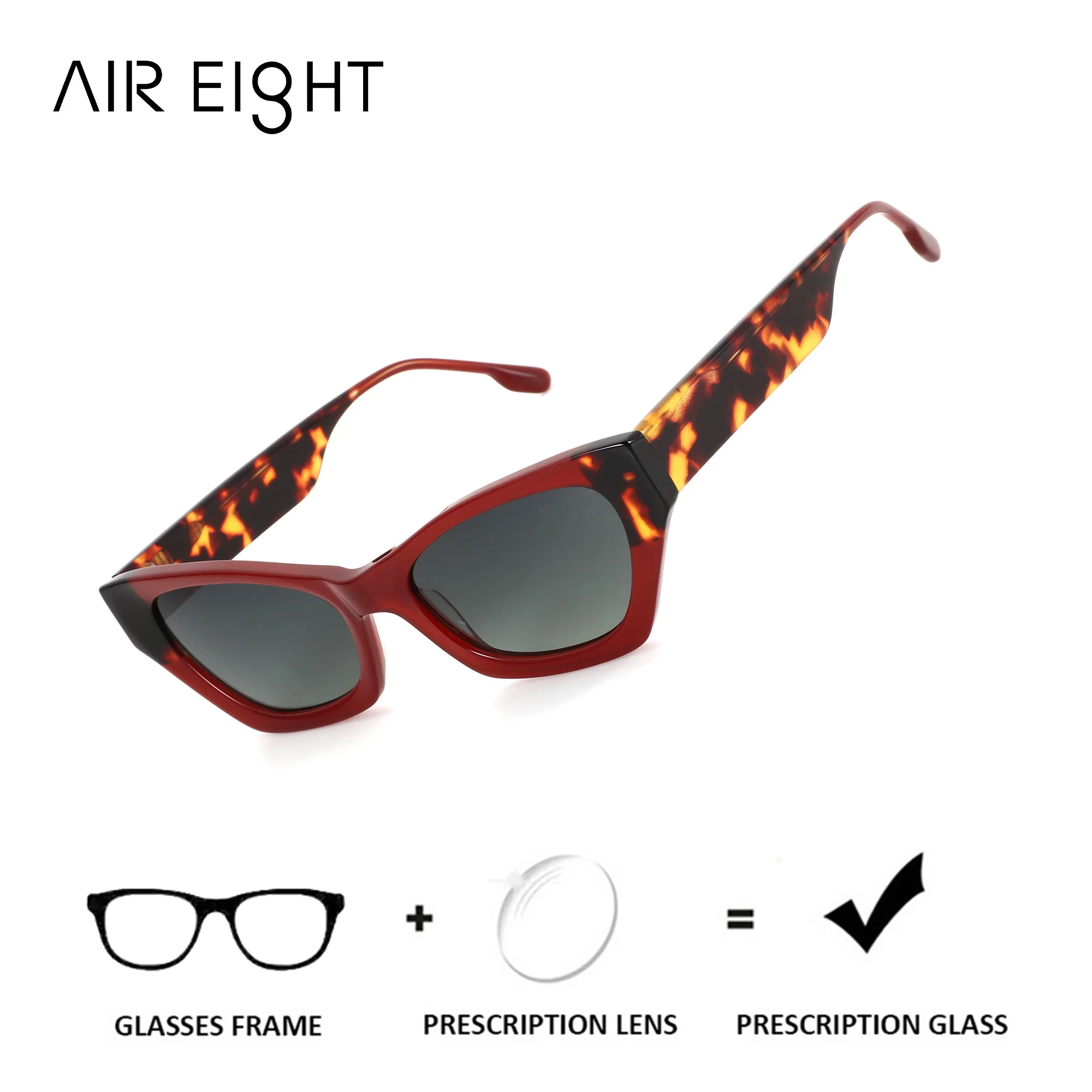 AIR EIGHT L Cat-Eye Acetate Prescription Sunglasses For Ladies Progressive Polarized UV400 TAC Shopping Glasses