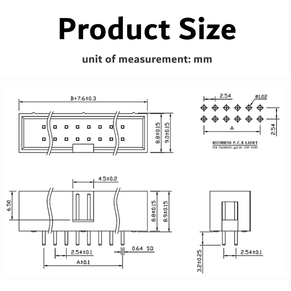10pcs DIP 6P 8P 10P 12P 18P 20P 24P 26P 34P 40P 64pin 2.54mm MALE SOCKET straight idc box headers PCB CONNECTOR DOUBLE ROW DC3