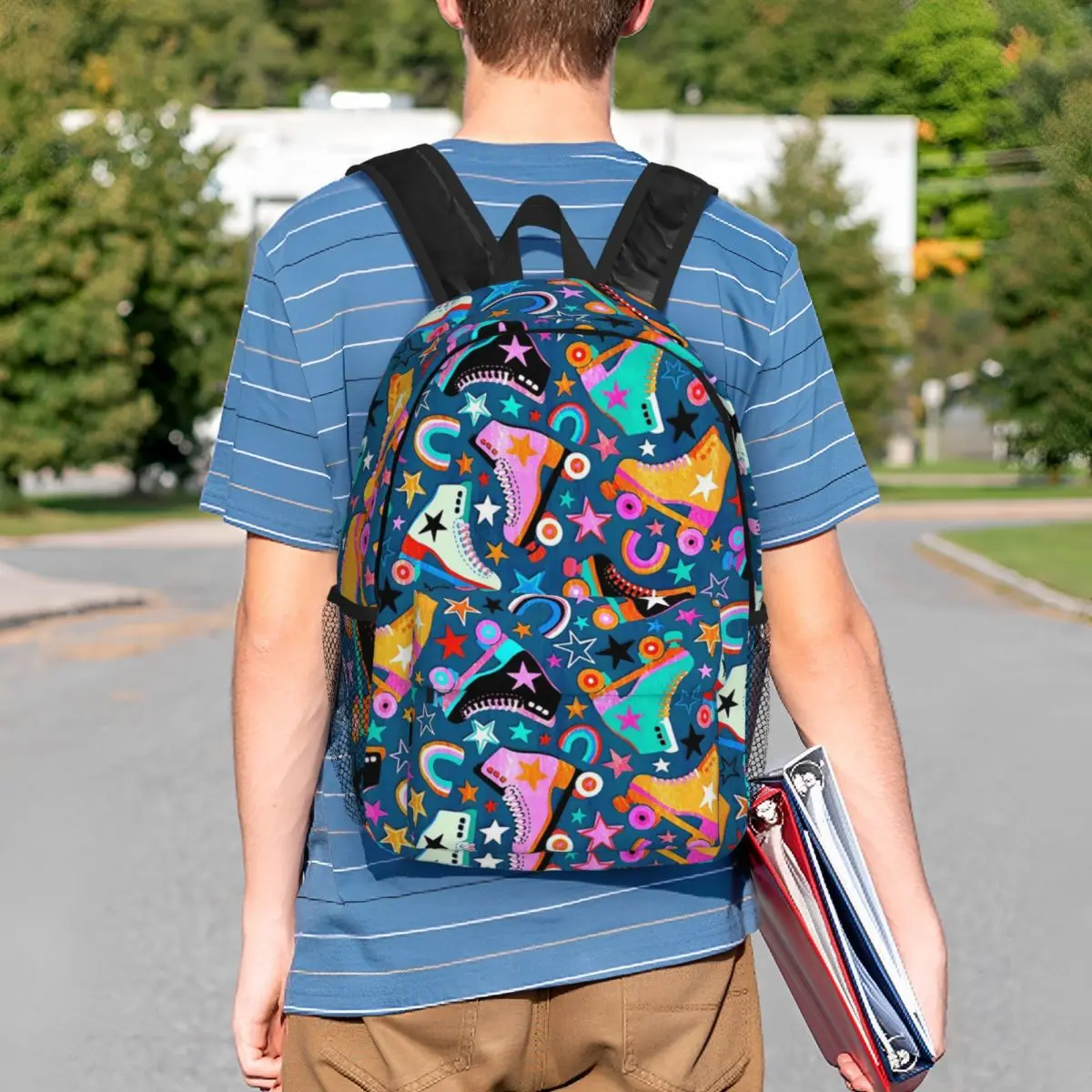 Colorful Graffiti Roller Skate Themed Backpack Student BookBag Children School Bag Laptop Shoulder Bags for Boys Girls