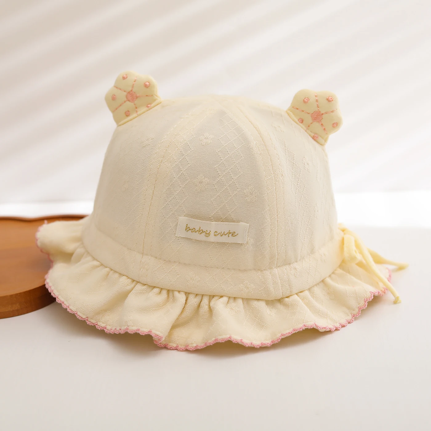 Three-dimensional star-shaped small ear patterned baby frilly sailor hat with soft baby girl style for outdoor playtime