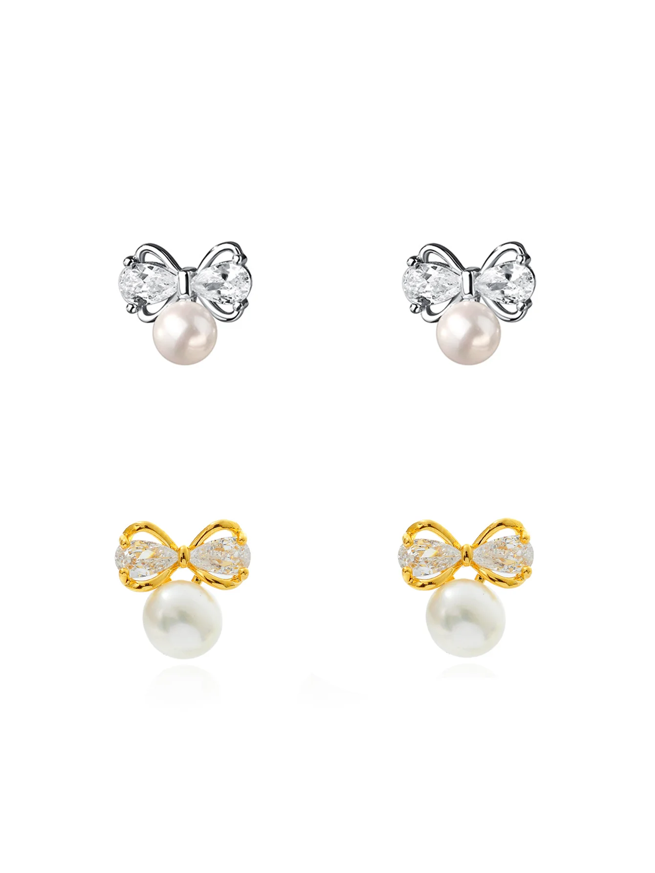 

Пара сережек-бабочек S925 со сверкающими циркониевыми бусинами и жемчужными шпильками, силиконовые вкладыши для предотвращения аллергии.