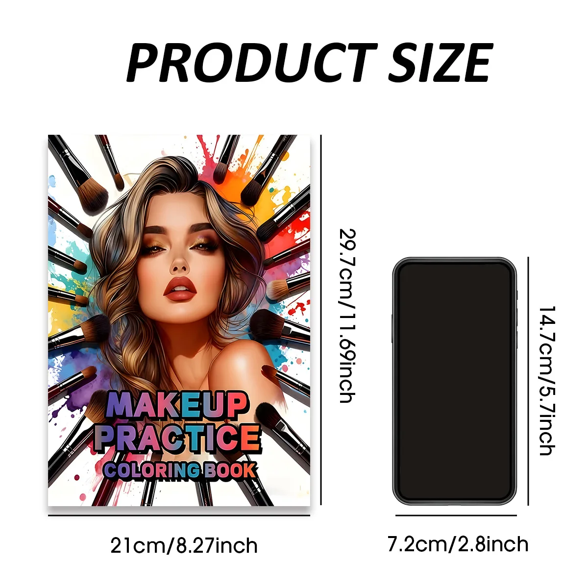 Makeup Practice Coloring Book Beauty Woman Makeup Brush Glam Fashion Face Design Stress Relief Drawing Gift For Girls Women