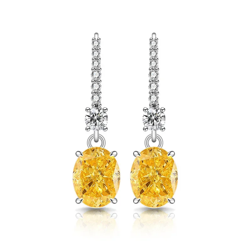 925 Reines Silber Bestseller Eisblumen-Schliff Taubenei-Form Dynamischer Ohrhänger mit schillernden High-Carbon-Diamant-Ohrringen für Damen. – Detail 8